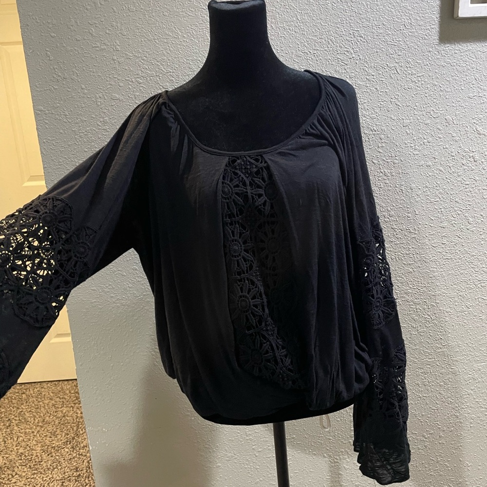 XOXO Black Embellished Long Sleeve Blouse